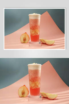 创意桃子奶茶果汁甜品图片