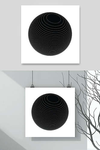 圆形黑白创意大气潮流酸性图案素材