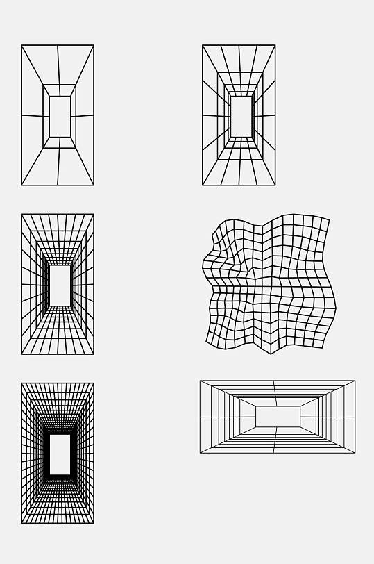 创意门口几何网格透视空间免抠素材