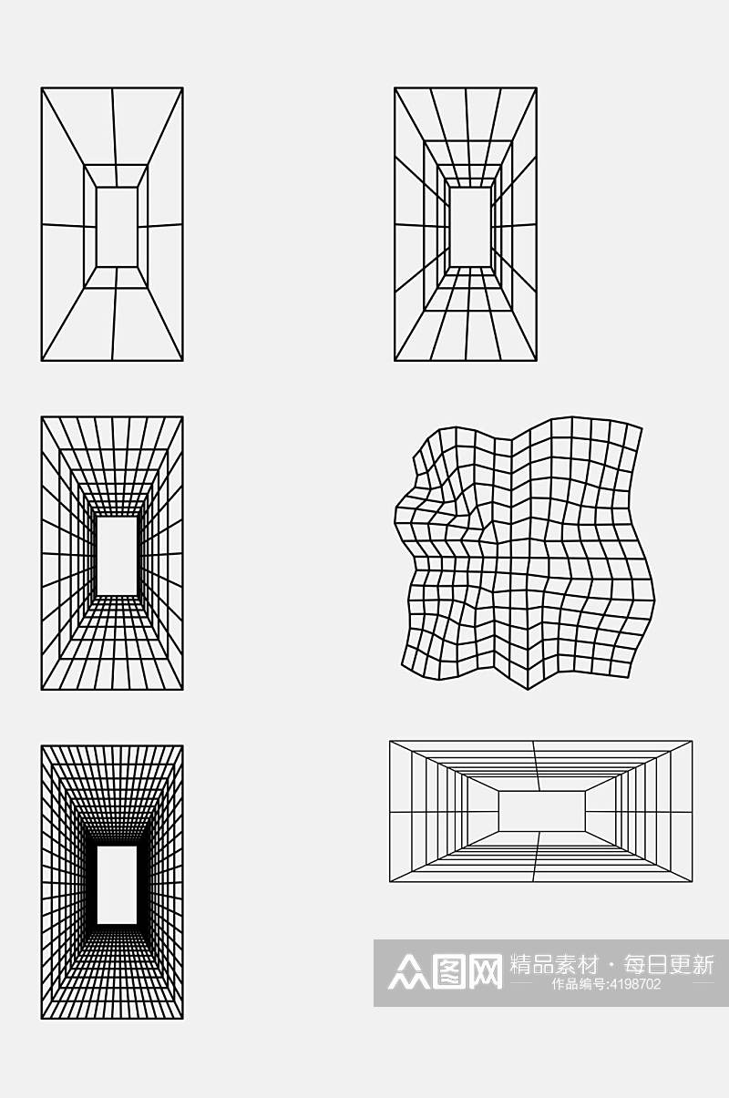 创意门口几何网格透视空间免抠素材素材