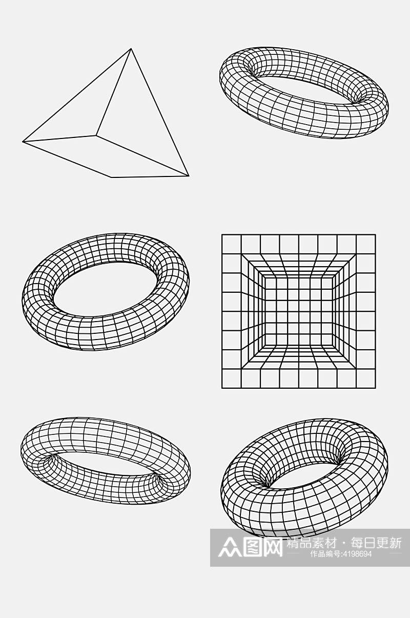 创意圆圈几何网格透视空间免抠素材素材