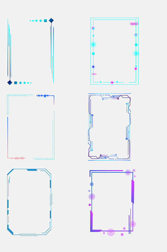 精美方形科技感边框免抠素材