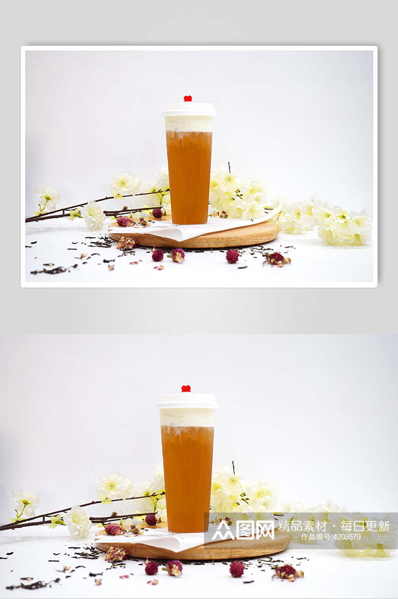 典雅花朵奶茶果汁甜品图片素材
