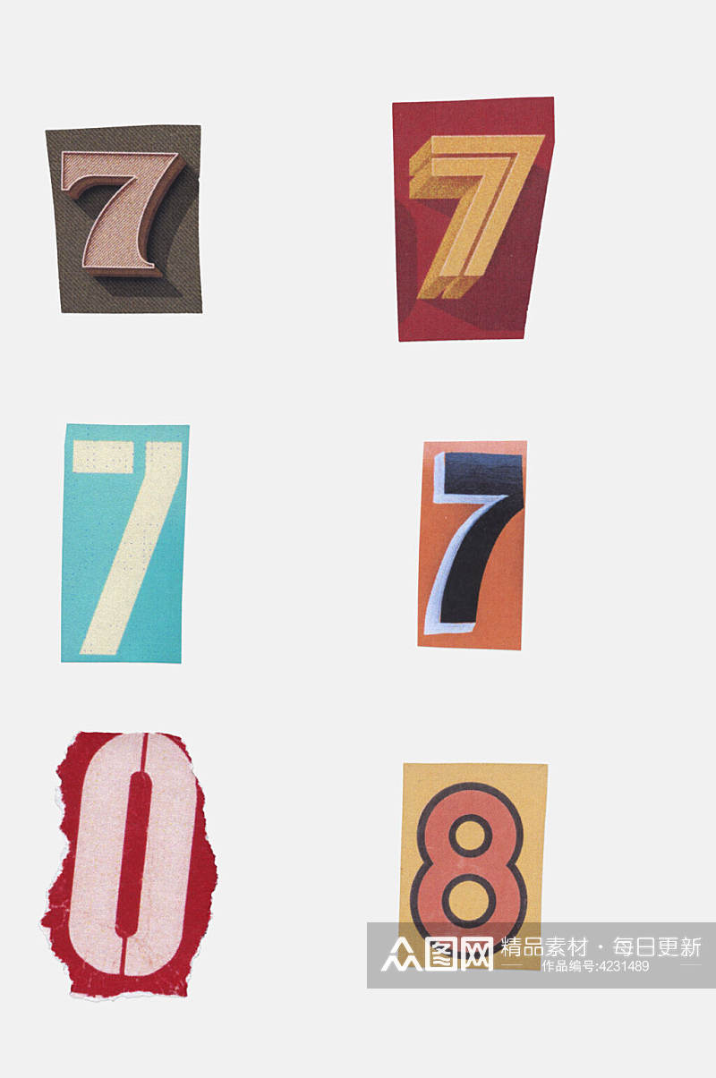 7O8字母数字免抠素材素材