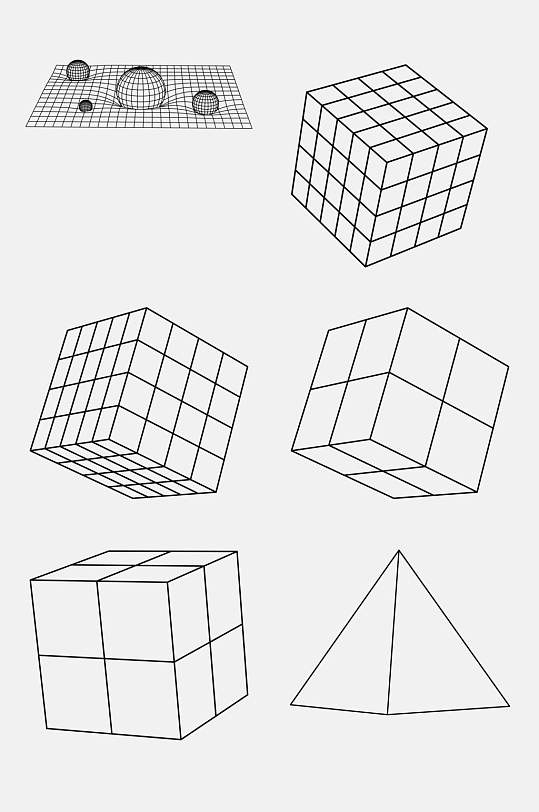 创意格子几何网格透视空间免抠素材