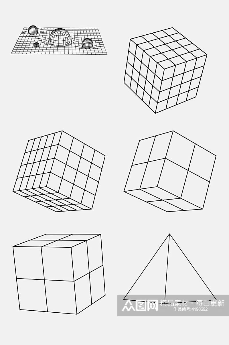 创意格子几何网格透视空间免抠素材素材