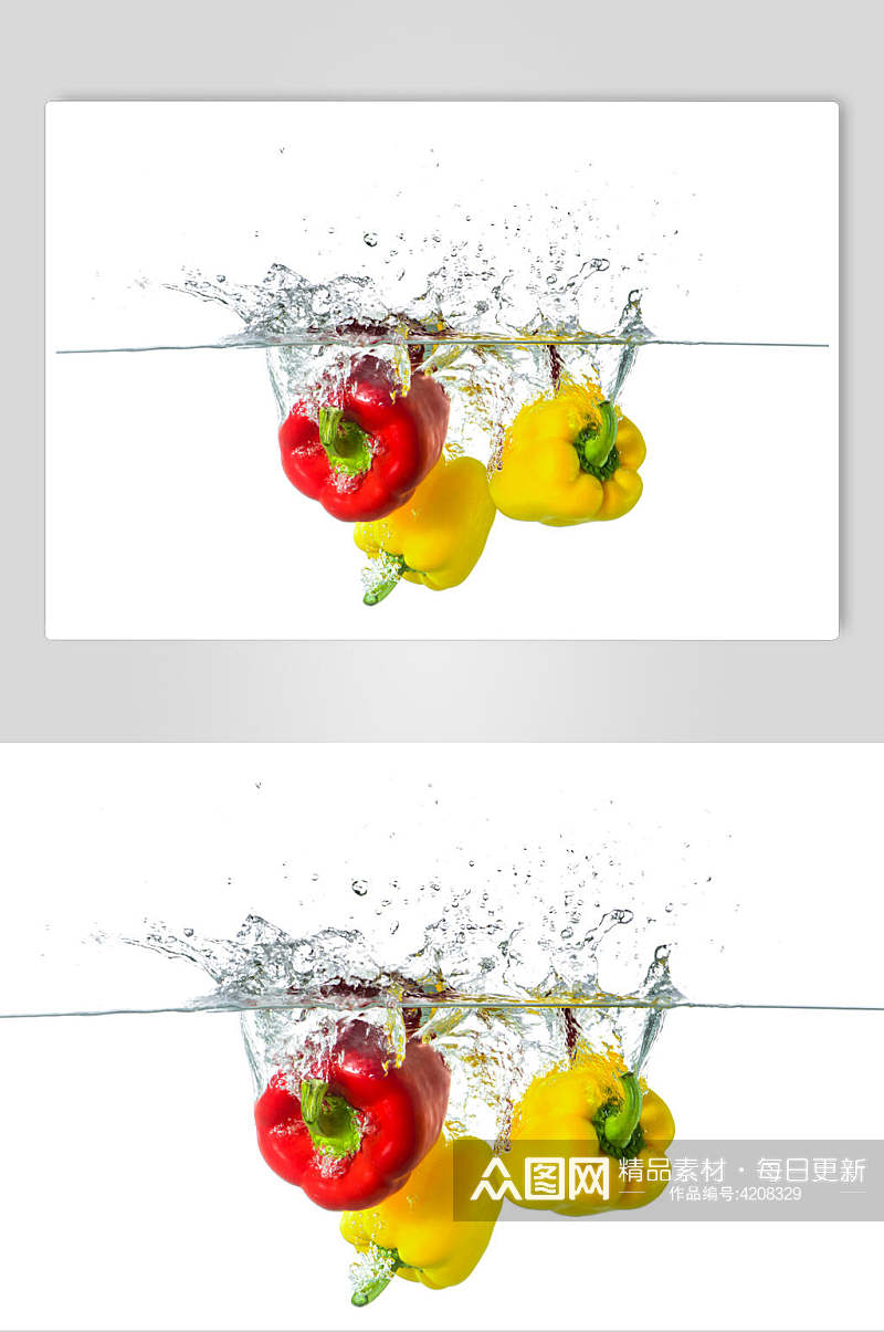 水里的彩椒蔬菜图片素材