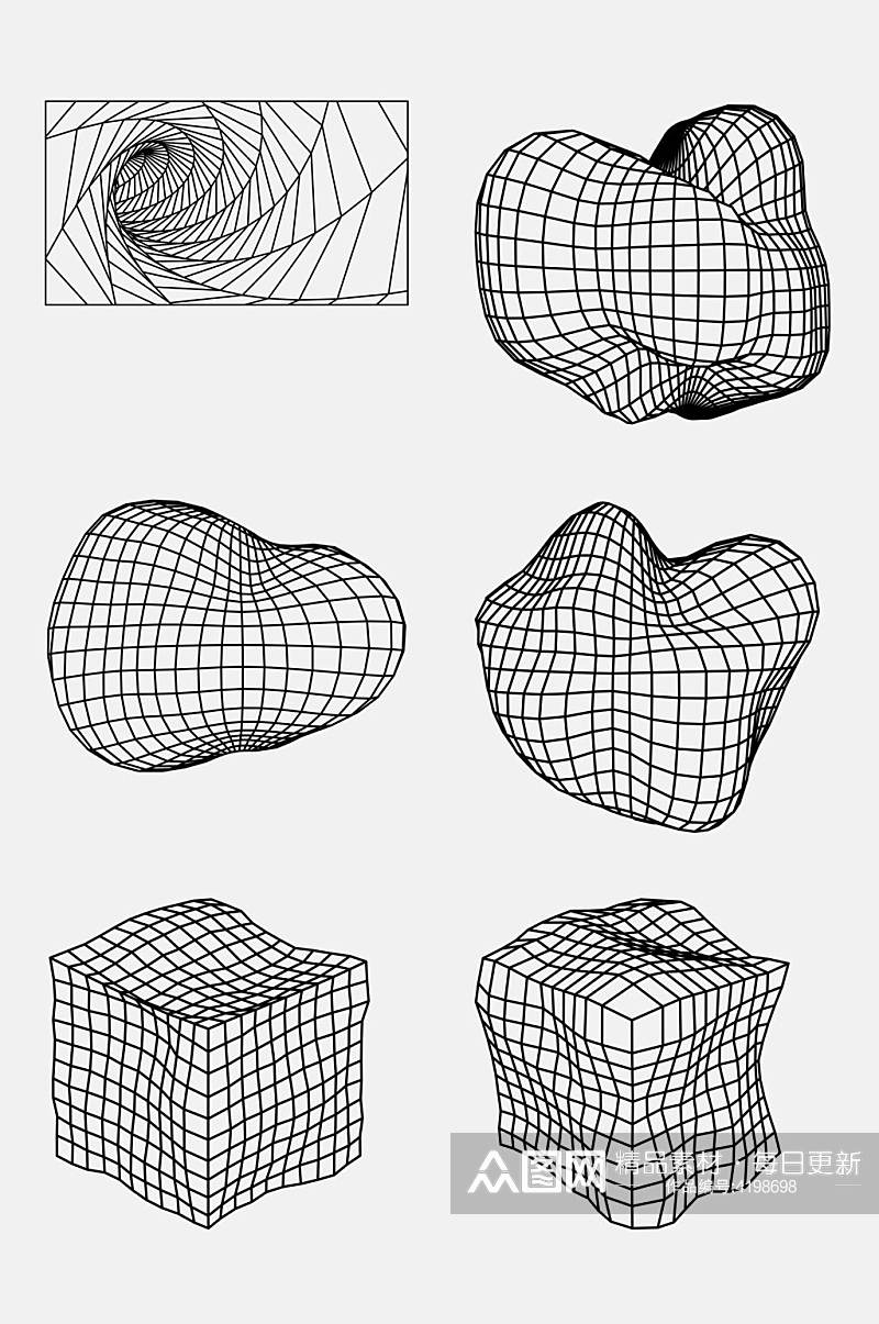 创意盒子几何网格透视空间免抠素材素材