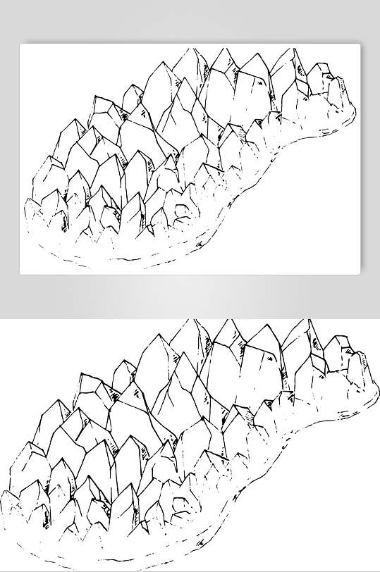 山峰黑手绘创意大气花卉简笔画素材