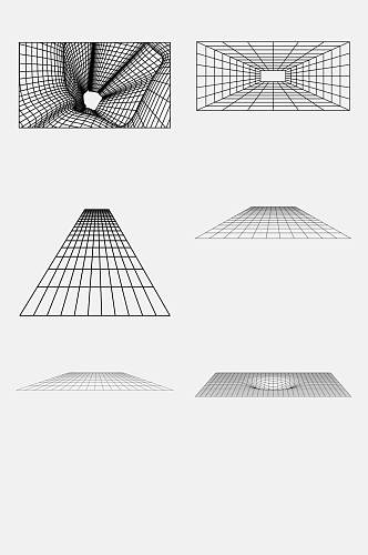 大气黑白格子几何网格透视空间免抠素材