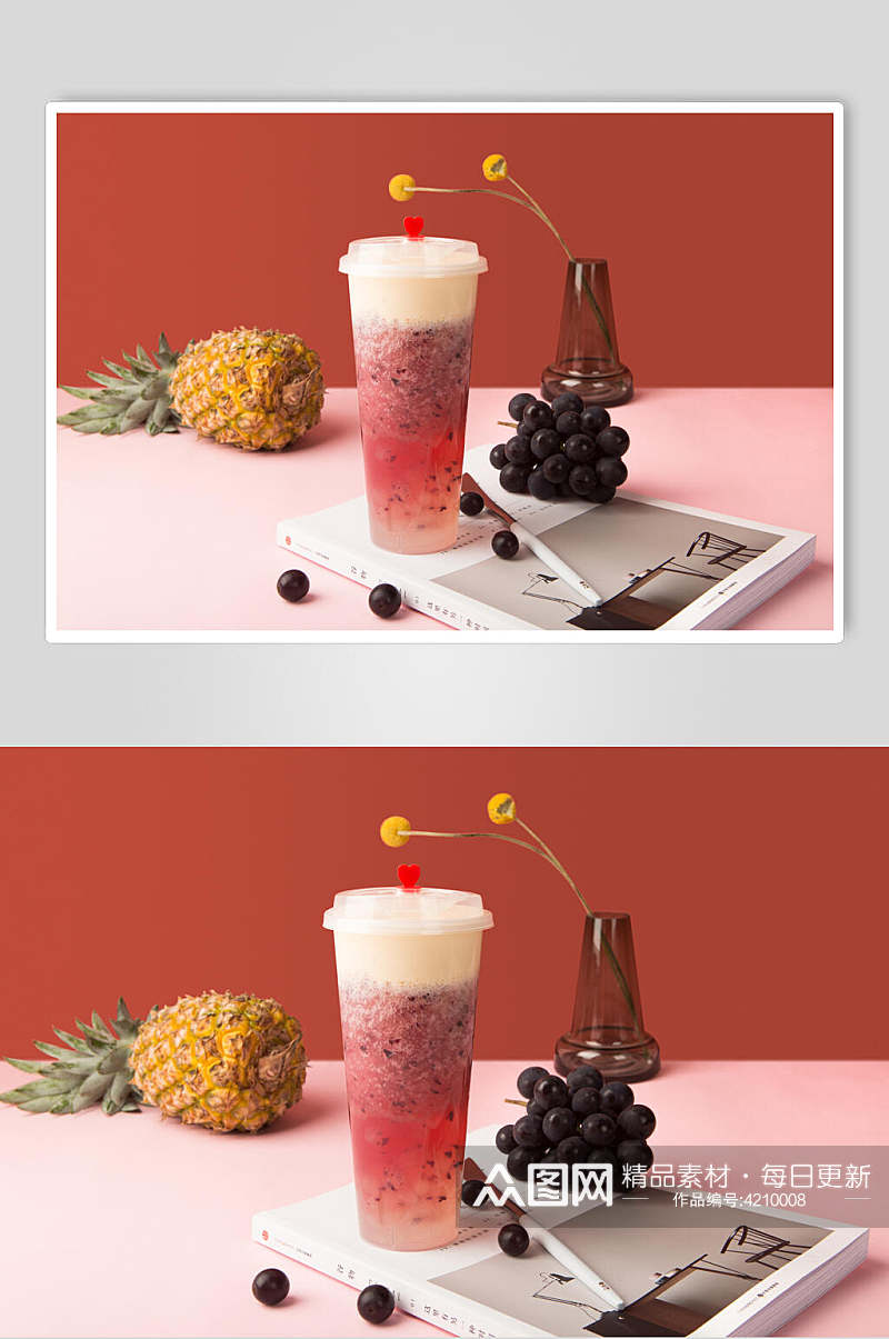 高端奶盖奶茶果汁甜品图片素材