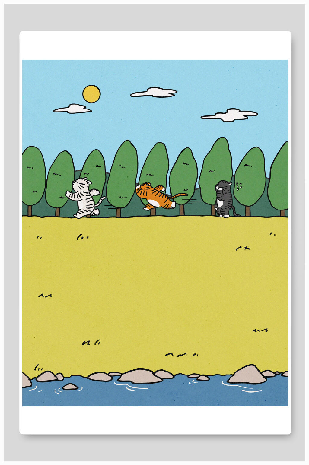 奔跑卡通老虎插画素材