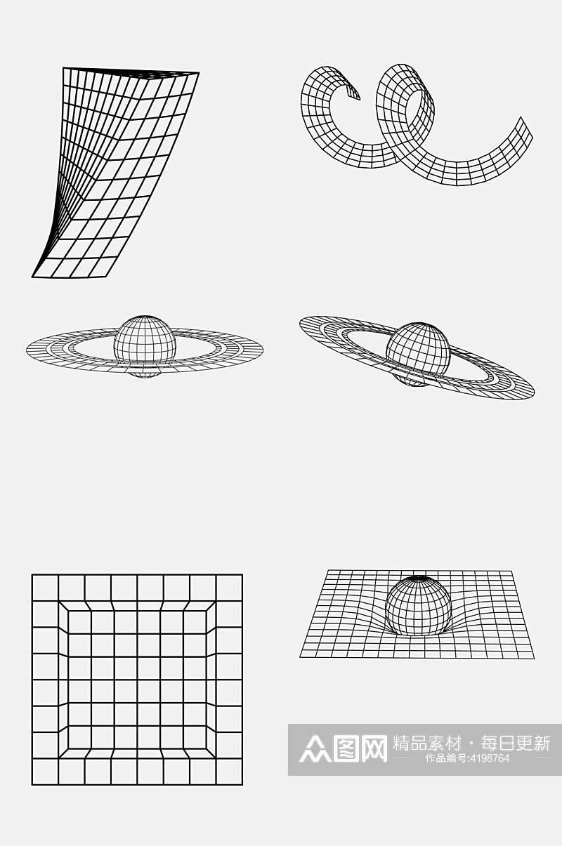创意星球几何网格透视空间免抠素材素材