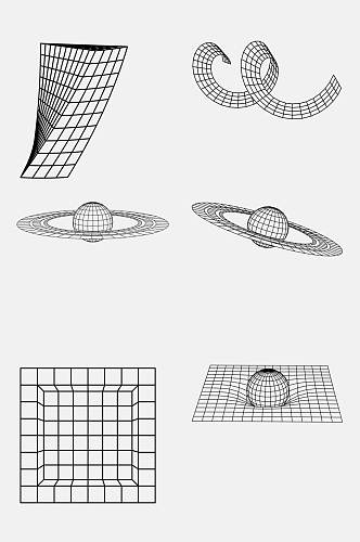 创意星球几何网格透视空间免抠素材