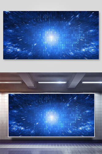 方格线条花纹蓝色现代科技背景