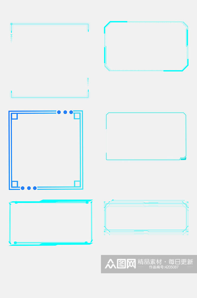渐变方形科技感边框免抠素材素材