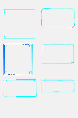 渐变方形科技感边框免抠素材