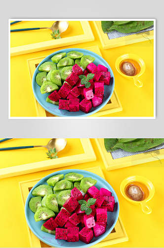 火龙果猕猴桃水果捞食物图片