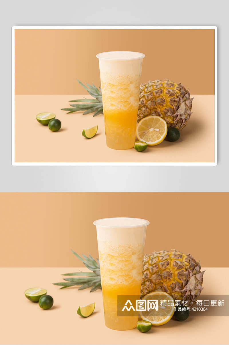 柠檬菠萝奶茶果汁甜品食物高清图片素材