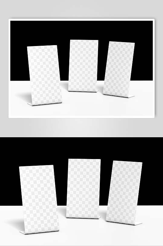 长方形方格黑白色桌牌台卡样机