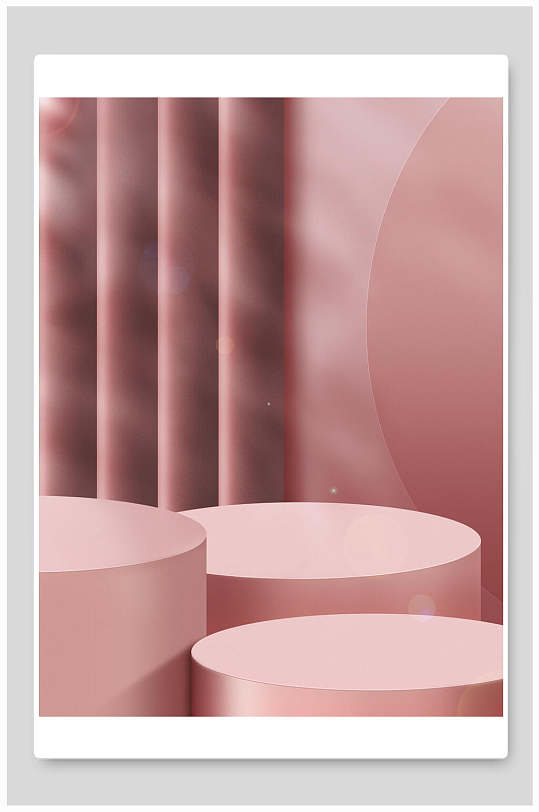 立体圆柱阴影粉色产品展台背景
