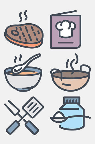 盐厨具卡通美食图标免抠素材