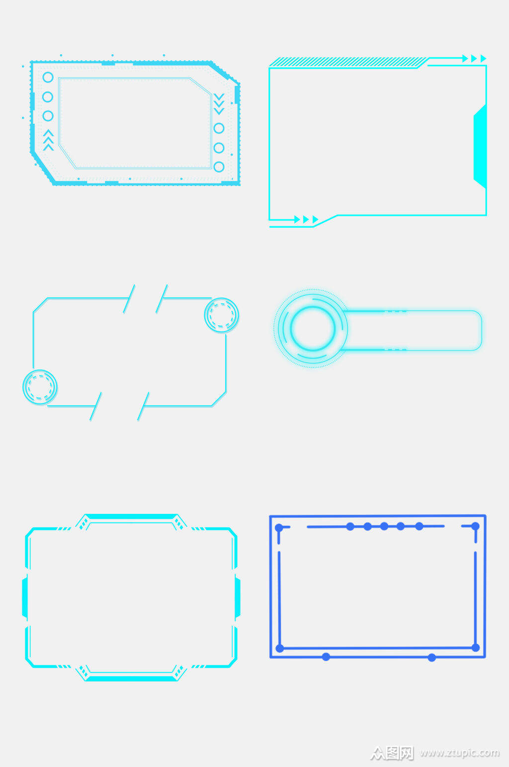 商务方形科技感边框免抠素材