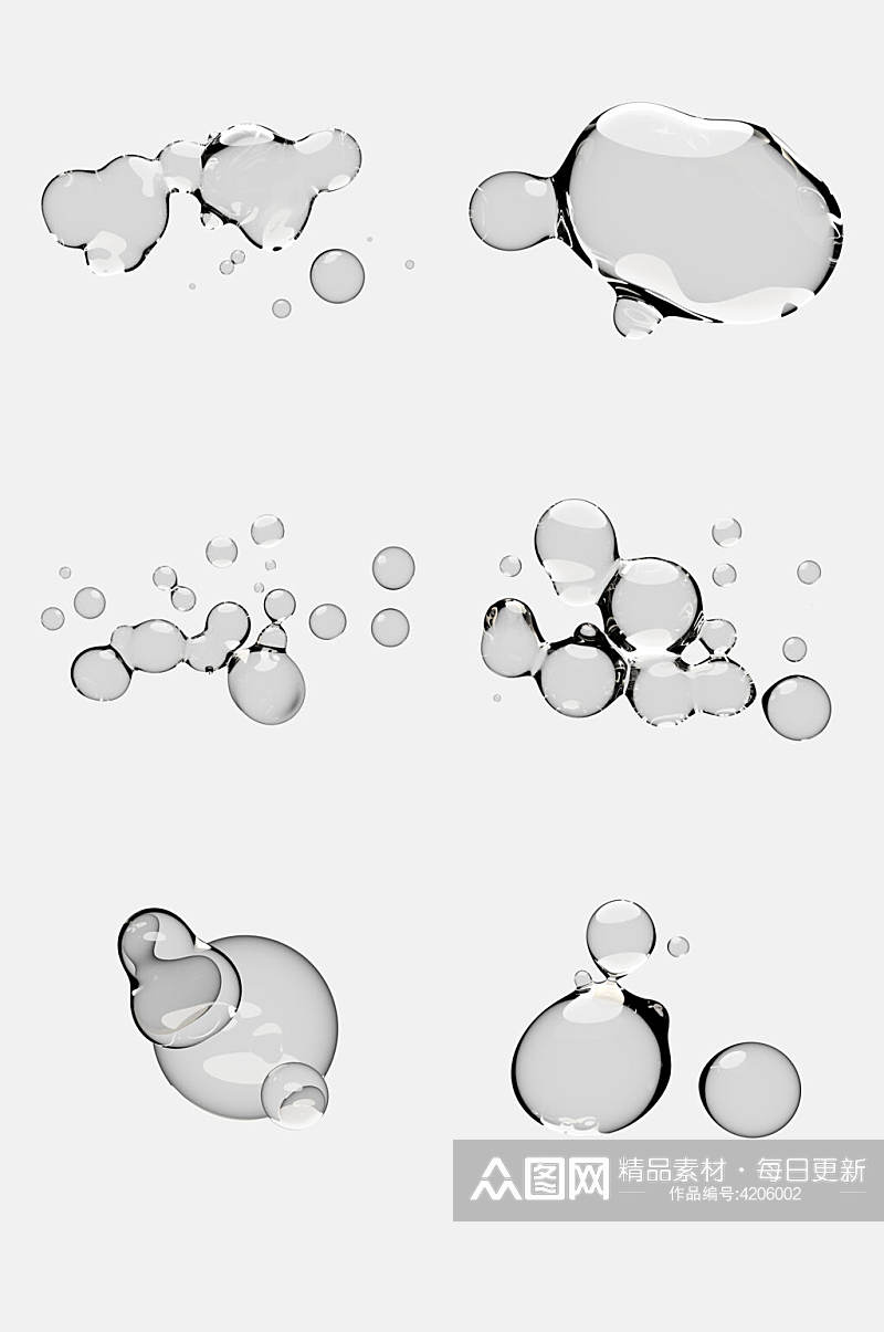 圆圈气泡透明水滴液体免抠素材素材
