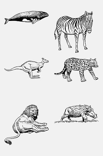大气狮子手绘线稿动物免抠素材