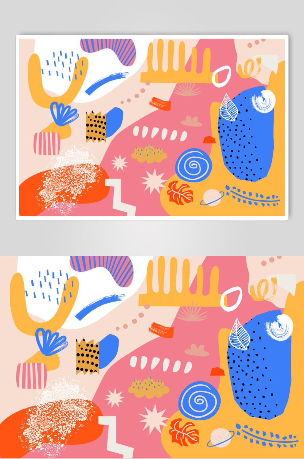 唯美线条手绘儿童涂鸦插画矢量素材素材