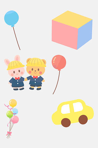 精美气球汽车卡通儿童图案免抠素材