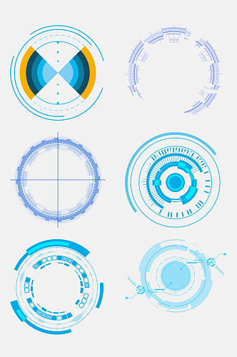 清新线条圆形科技科幻边框免抠素材