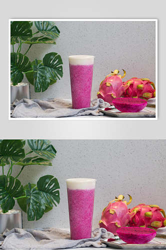 火龙果奶盖奶茶果汁甜品食物高清图片