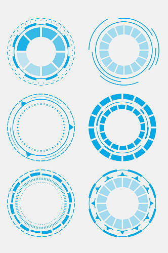 蓝色精美圆形科技科幻边框免抠素材