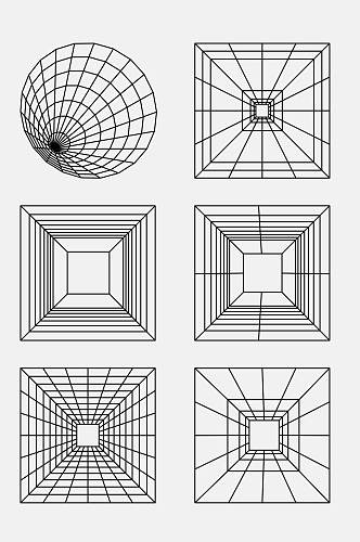 大气正方形几何网格透视空间免抠素材