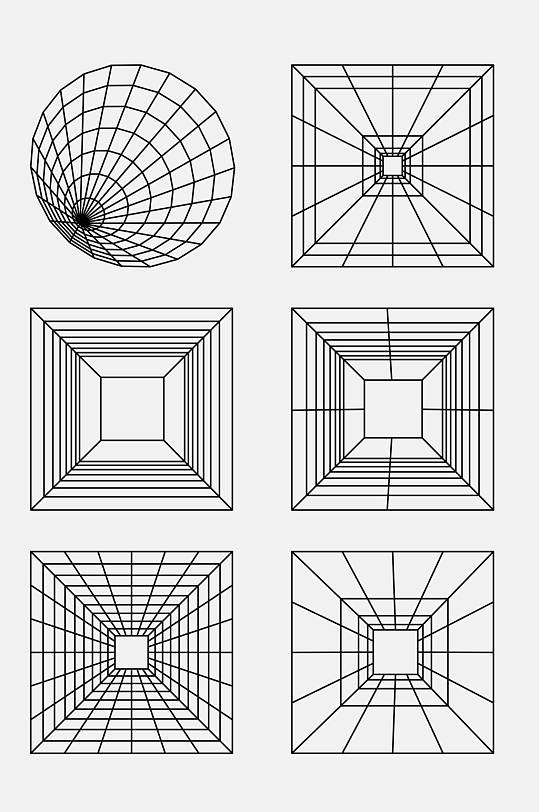 大气正方形几何网格透视空间免抠素材