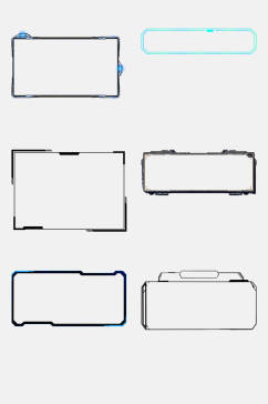 黑色边框方形科技感边框免抠素材