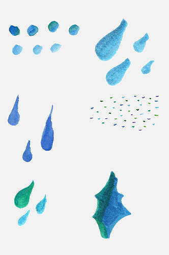 创意水滴涂鸦抽象水彩免抠素材