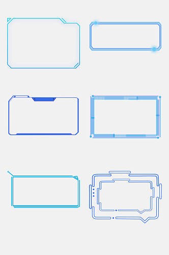 商务方形科技感边框免抠素材