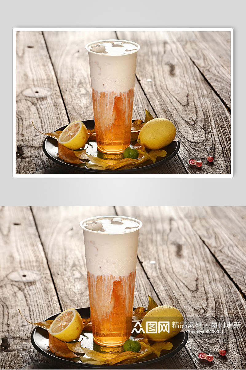 极简大气柠檬奶茶果汁甜品图片素材
