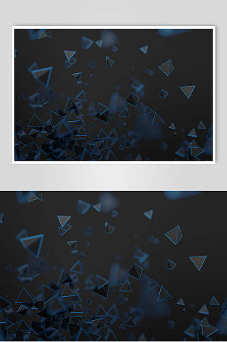 黑色蓝边三角几何立体图片
