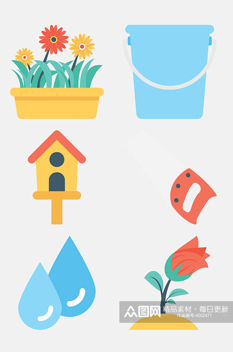 水滴房子花草类图标免抠素材素材