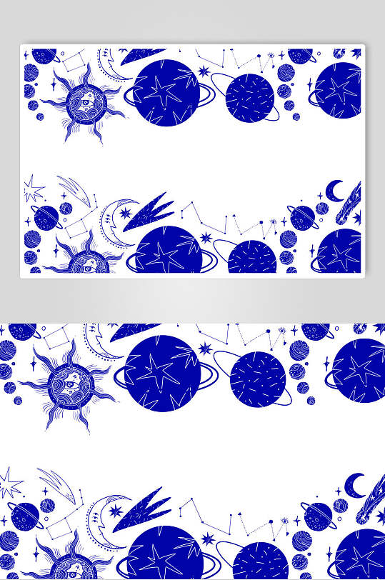 蓝色圆形星星花环框架边框矢量素材