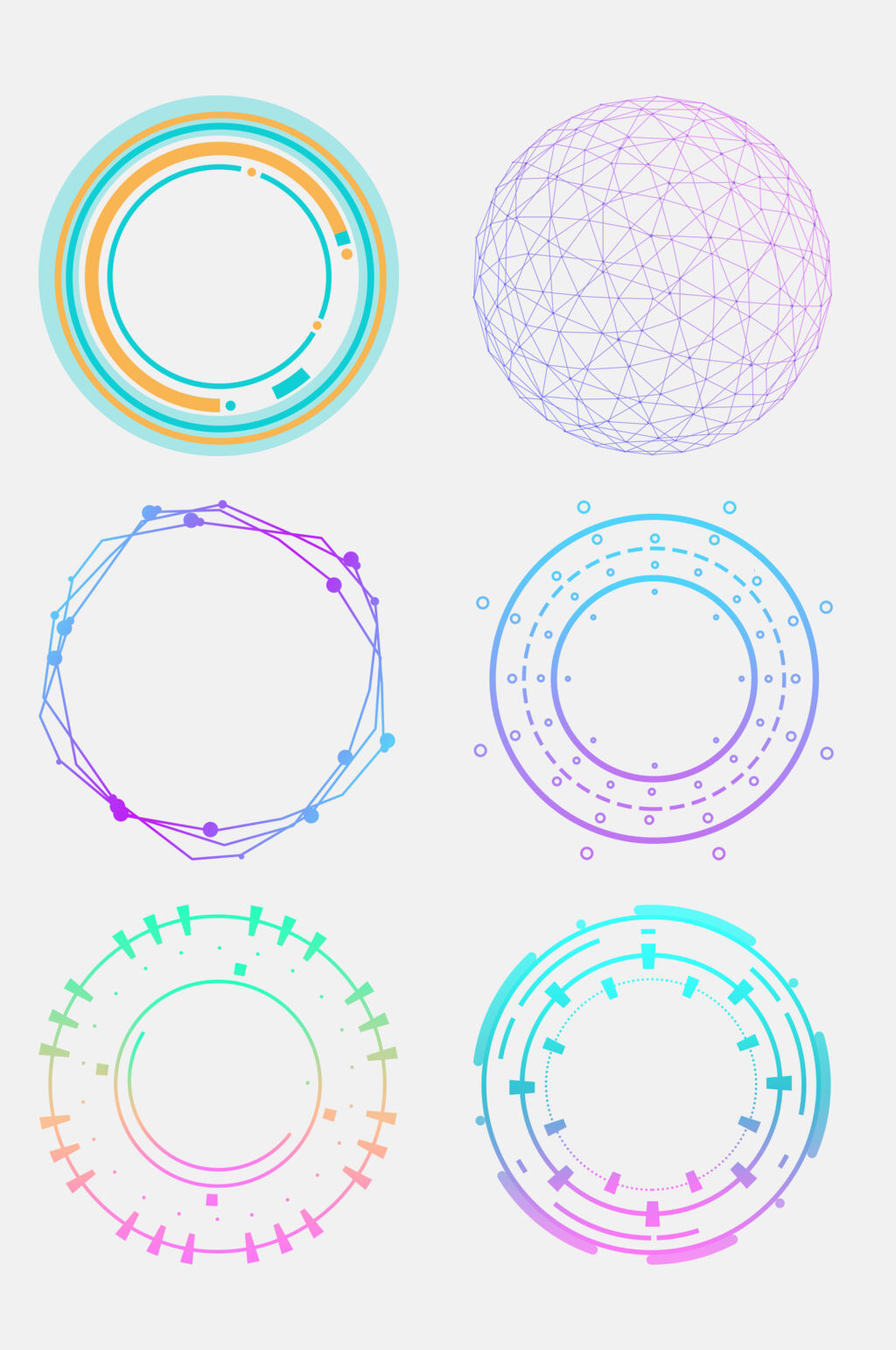 时尚简约圆形科技科幻边框免抠素材
