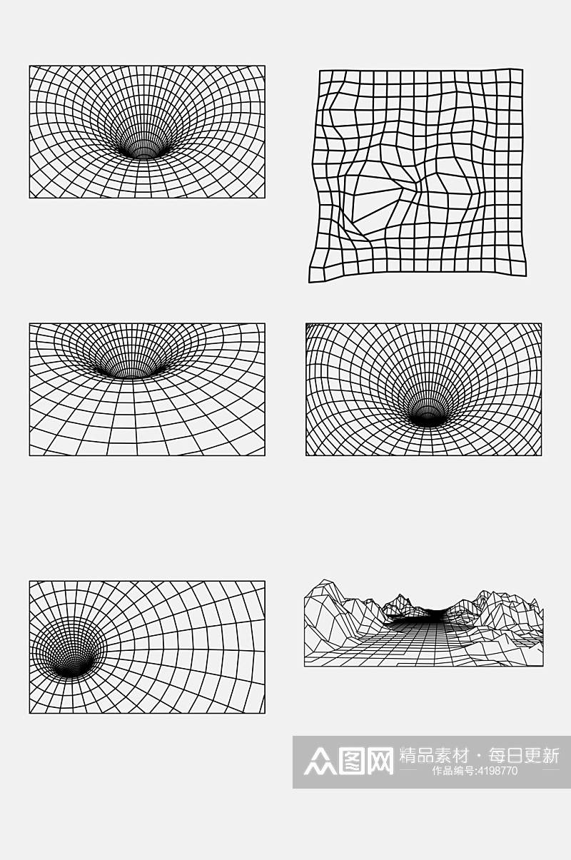 时尚格子几何网格透视空间免抠素材素材