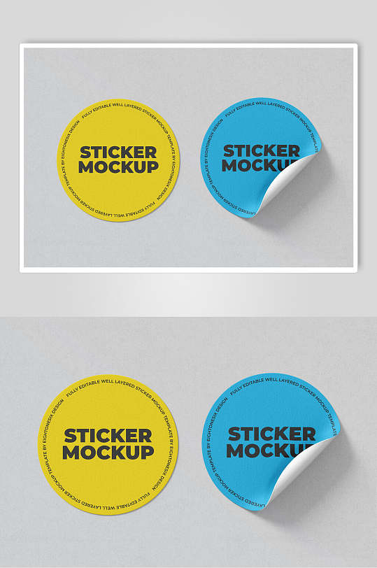 圆形不干胶贴纸样机-众图网