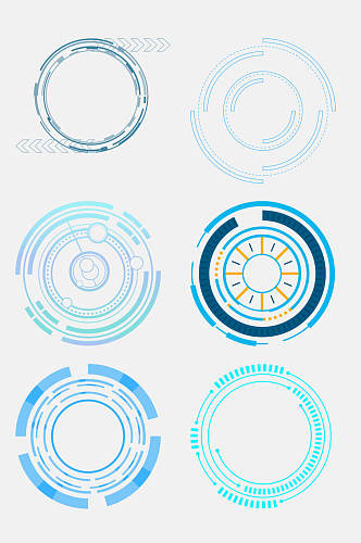 时尚蓝色圆形科技科幻边框免抠素材