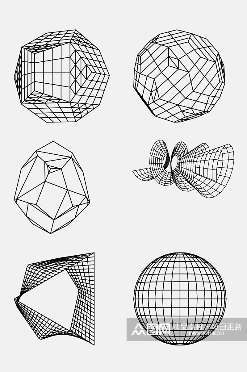 创意地球几何网格透视空间免抠素材素材