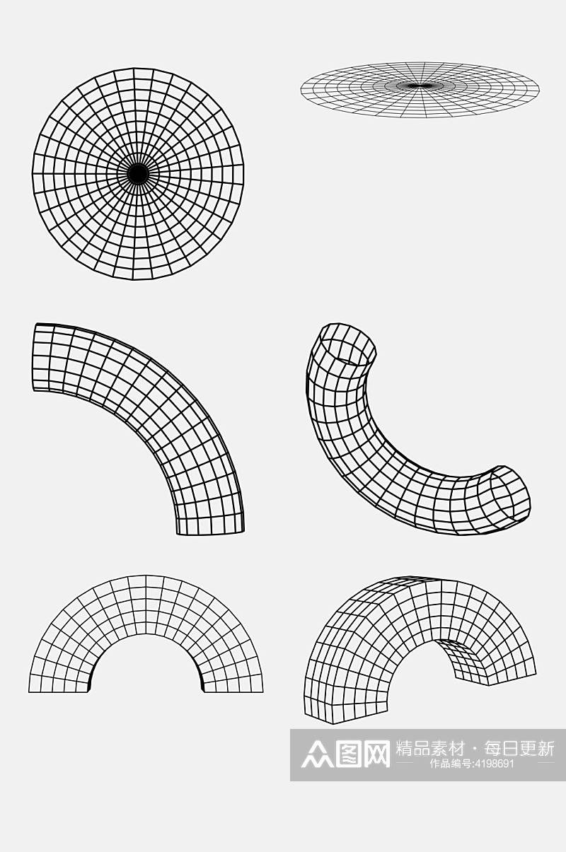 大气拱形几何网格透视空间免抠素材素材