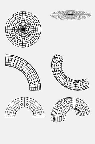 大气拱形几何网格透视空间免抠素材